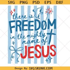 Freedom in the Name of Jesus svg, Vintage Christian 4th of July svg, Preppy Women Patriot svg, USA Bible Verse PNG, America Bow png