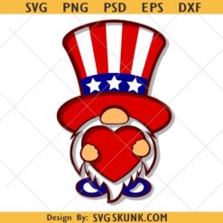 Gnome Heart Svg, 4th Of July Svg, Patriotic Svg