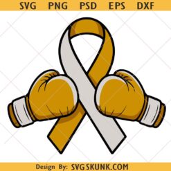 Gold Ribbon Retro Groovy svg, Childhood Cancer Awareness svg