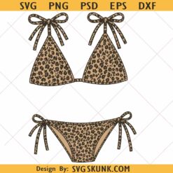Leopard print Bikini top svg png, Trendy Summer Beach Shirt Design, Preppy Swimsuit png