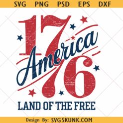 Patriotic 4th of July PNG, Vintage USA Flag Sublimation Design, 1776 land of the free svg png