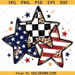 Patriotic Stars PNG, American Flag Stars Design, Leopard Checkered 4th of July Png, Trendy Patriotic Sublimation