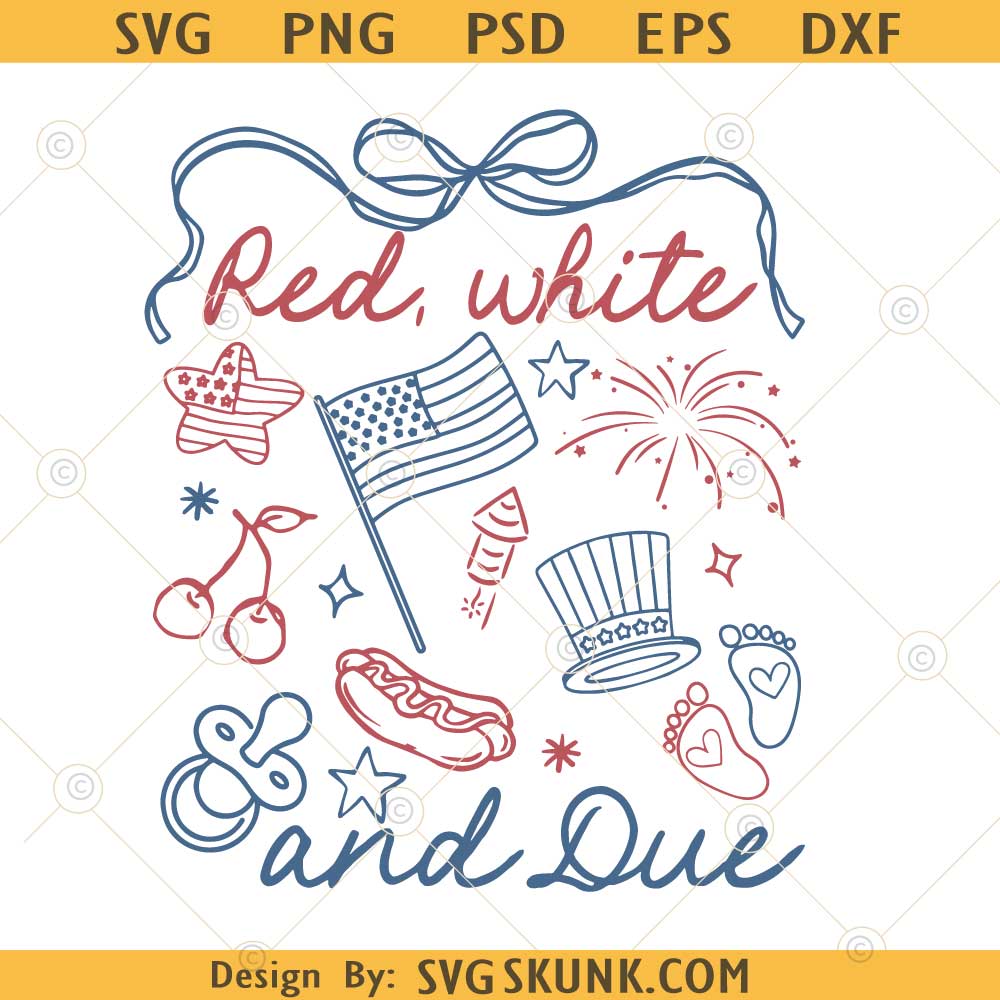 Red white and due svg png Red White And Due png, Pregnancy Reveal png, Red White And Due 4th Of July Pregnancy Announcement PNG