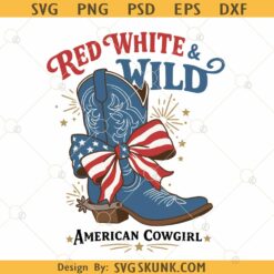 Red white and wild Patriotic Cowgirl PNG, patriotic cowboys svg