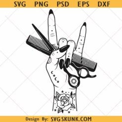 Rock Hand Hairdresser svg png, barber rock hand svg