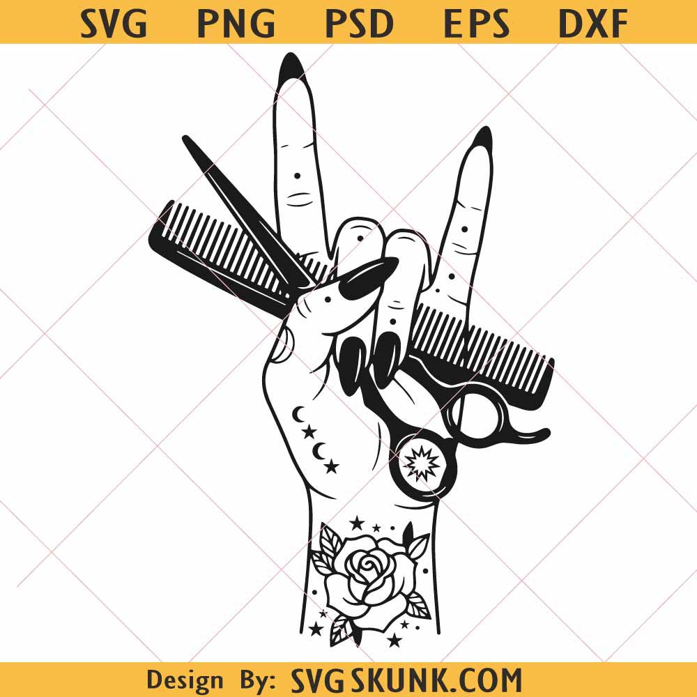 Rock Hand Hairdresser svg png Rock Hand Hairdresser svg png, barber rock hand svg