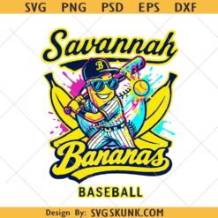 Savannah Bananas Baseball svg, Yellow Banana and Baseball svg, Bananas Baseball svg