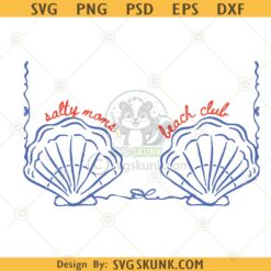 Sea shells bikini svg png, Salty moms beach club svg png
