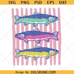 Striped Trout Png, Preppy Fish PNG, Summer Fishing Trip Png