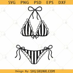 Striped bikini svg png, bikini top svg