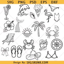 Summer doodle SVG bundle, Summer icons svg png bundle, Summer SVG bundle, summer doodle clipart