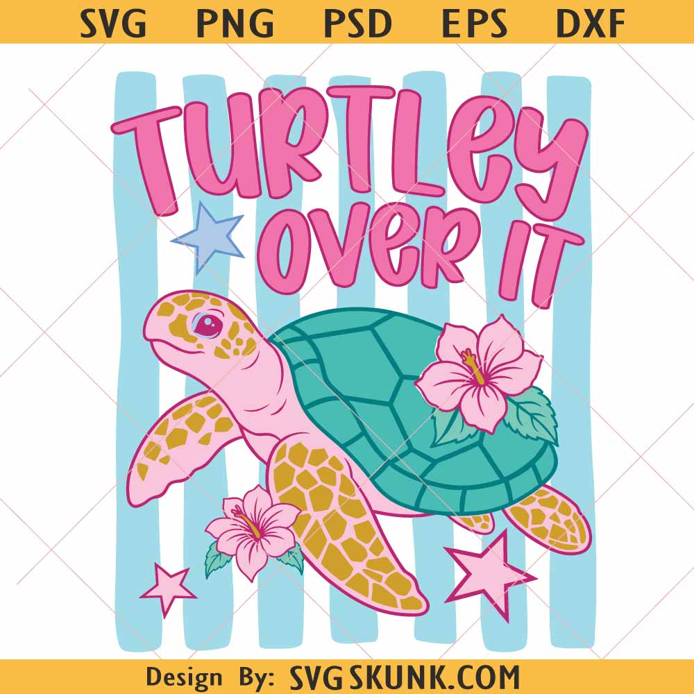 Turtley Over It Png Turtley Over It Png, Striped Turtle Png, Preppy Sea Turtle Png, Summer Beach Png