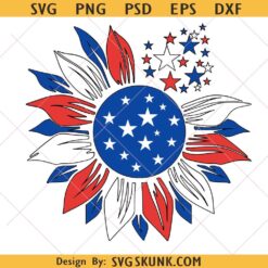 Patriotic Sunflower SVG, USA 4th of July svg, USA Sunflower SVG, American Flag SVG Sunflower
