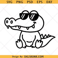 Alligator with sunglasses svg, Cute Alligator svg png, kids shirt svg