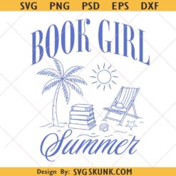 Book Girl Summer Png Svg, Book Lover SVG, Summer Reading PNG, Beach Reader svg
