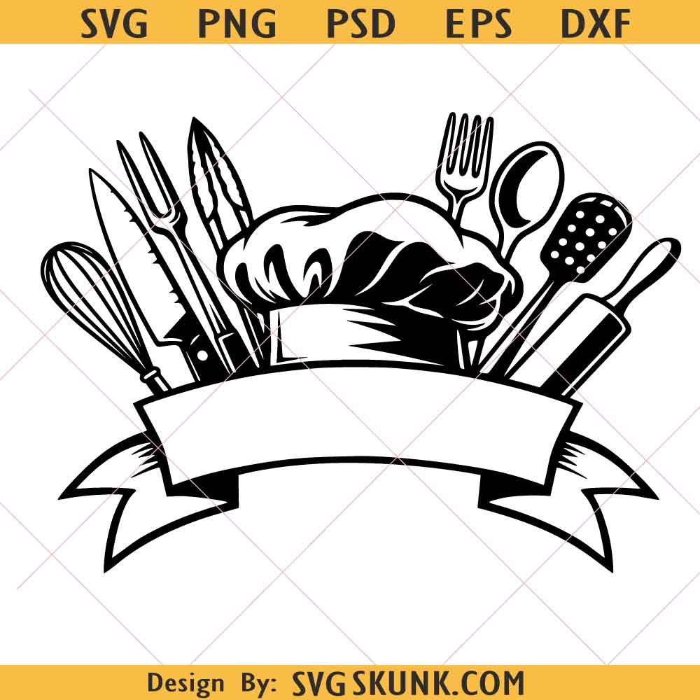 Chef Hat And Kitchen Tools Logo SVG Chef Hat And Kitchen Tools Logo SVG, Culinary svg, Kitchen Decor svg, Cooking svg