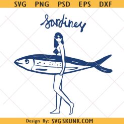 Sardine Coastal Girl svg png, Beachy Boho Sublimation, Digital Coastal Print, Sardine SVG