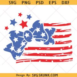 Coquette American Flag PNG SVG, Girls 4th of July Svg Png, Patriotic Bow png svg