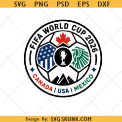 FIFA World Cup 2026 SVG, Canada USA Mexico Soccer Emblem Png, Football Tournament Logo SVG