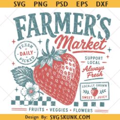 Farmer’s Market SVG PNG, Strawberry PNG, Vintage Fruit SVG, Cottage core Summer SVG