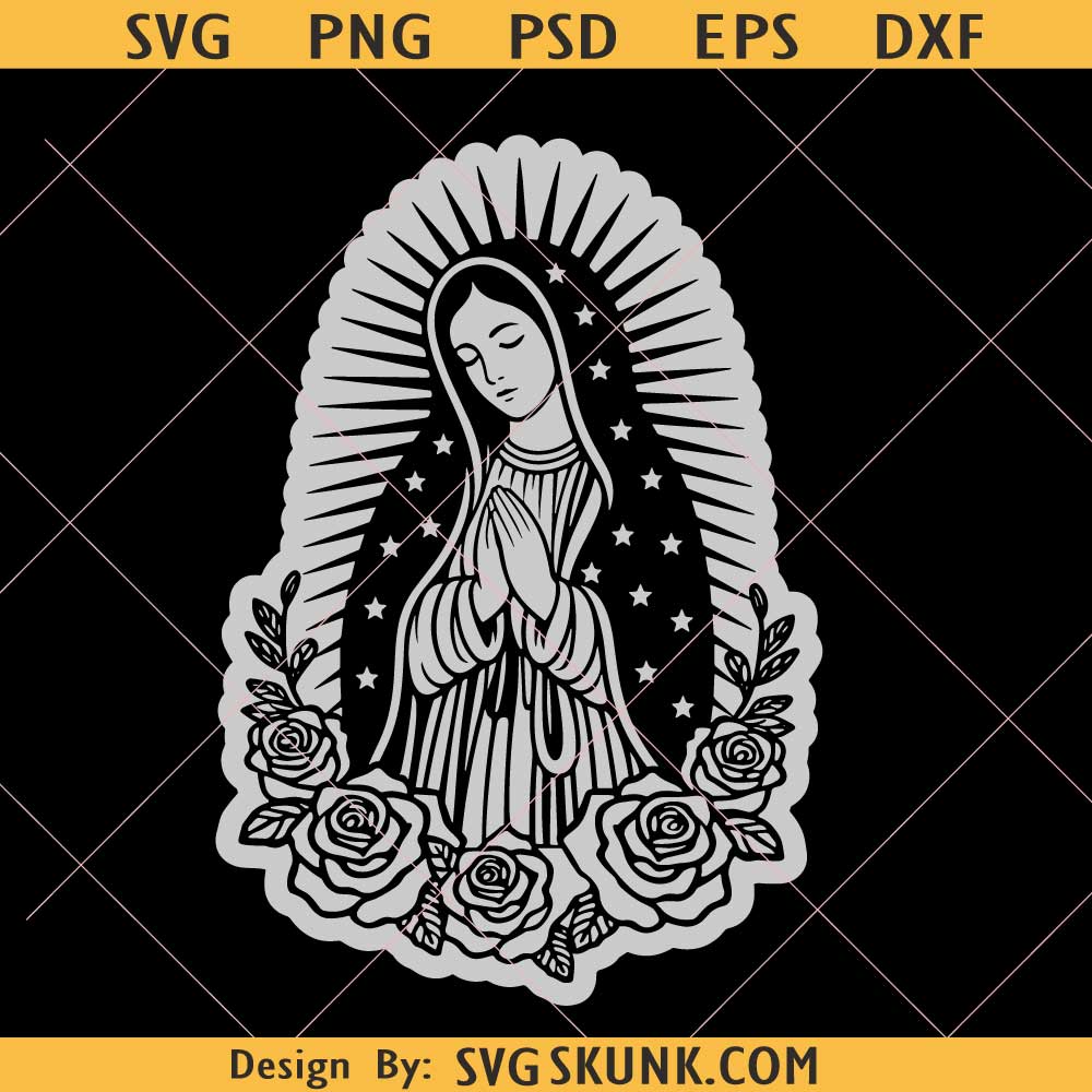 Floral Virgen De Guadalupe png Floral Virgen De Guadalupe SVG PNG, Virgin Mary Outline, Catholic svg file for Cricut