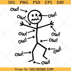 Ow Ow Ow Stick Character svg, Funny Meme Stick Arrows svg png