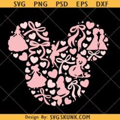 Princess Coquette Bows SVG, Mickey Mouse Head SVG, Vacation trip Cut Files
