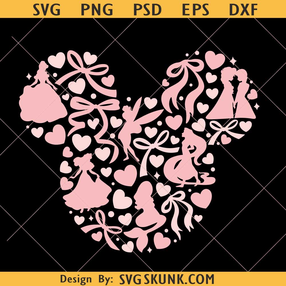 Princess Coquette Bows SVG Princess Coquette Bows SVG, Mickey Mouse Head SVG, Vacation trip Cut Files