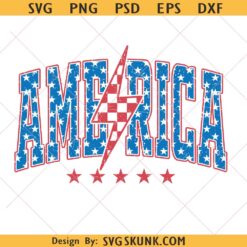 Retro American Star Lightning Checkered PNG SVG, 4th of July Svg American Svg Png