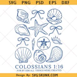 Seashell Christian Bible Verse SVG PNG, Coquette Ocean Life Coastal svg, Corinthians svg