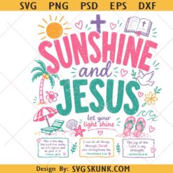 Sunshine and Jesus png svg, Summer Beach Lake svg, Christian Summer svg