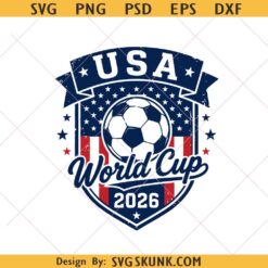 USA World Cup 2026 SVG PNG, Patriotic USA Soccer Graphic, World Cup 26 Logo SVG