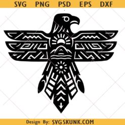 American Thunderbird Clipart svg, Tribal Native Bird Silhouette, Geometric Totem svg