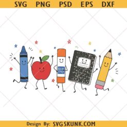 Back to School PNG, Back to School Doodle Characters Png, Cute School Supplies PNG, Teacher Shirt Design