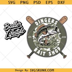 Dingers bait shop PNG, baseball bash fishing PNG, baller lifestyle PNG