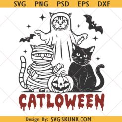 Halloween Cat SVG PNG, Spooky Ghost Black Cat svg, Halloween svg