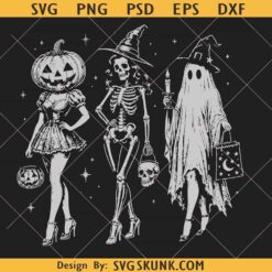 Halloween Spooky Girl Squad svg png | Retro Skeleton Ghost Pumpkin svg