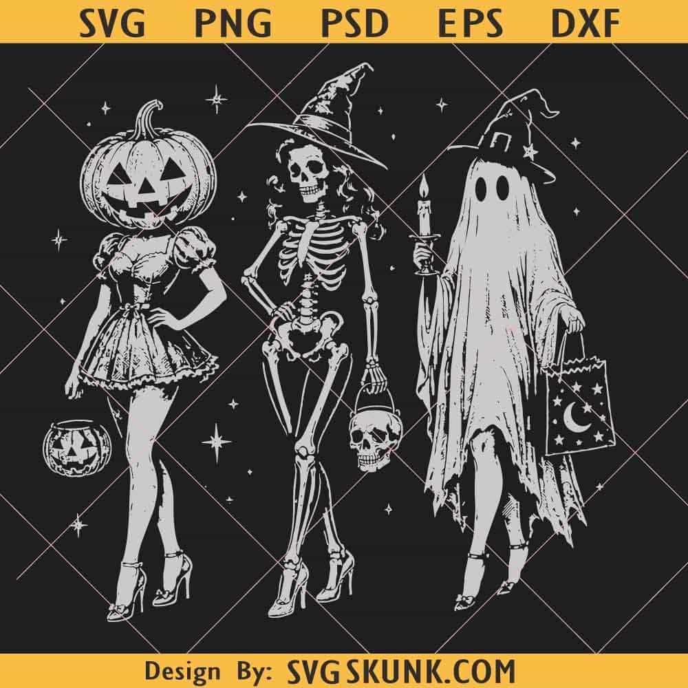 Halloween Spooky Girl Squad svg png Halloween Spooky Girl Squad svg png | Retro Skeleton Ghost Pumpkin svg