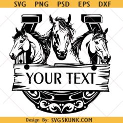 Horseshoe Split Name Frame png svg, horse monogram png