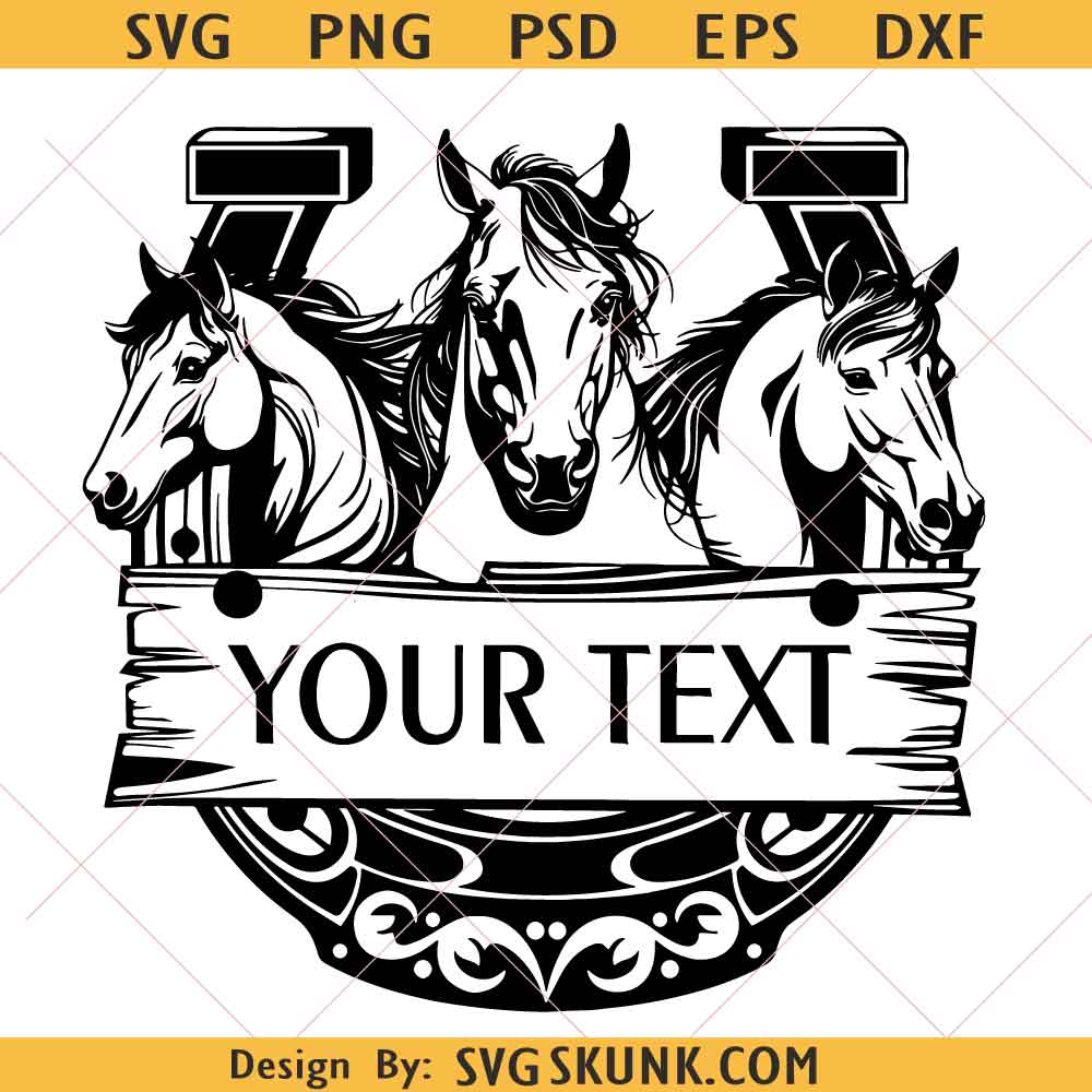 Horseshoe Split Name Frame PNG SVG Horseshoe Split Name Frame png svg, horse monogram png