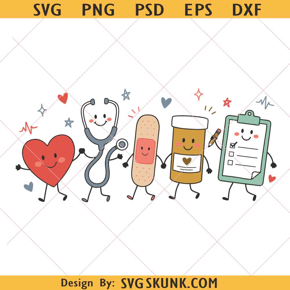 Nurse Doodle PNG Nurse Doodle PNG, Colorful Nurse Characters PNG, Nurse Life Sublimation