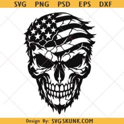 Patriotic Skull Flag png svg, American Flag Skull Dxf Png Eps, USA Skull Design