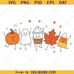 Pumpkin Spice Latte PNG, Cute Fall PNG, Pumpkin Ghost Candy Corn PNG, Autumn Sublimation