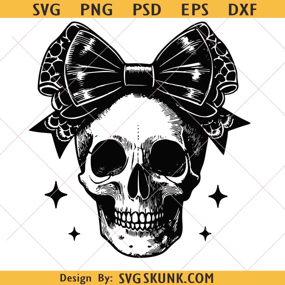 Vintage Skeleton svg Gothic Girly Halloween Coquette Skull Bow PNG SVG, Vintage Skeleton svg