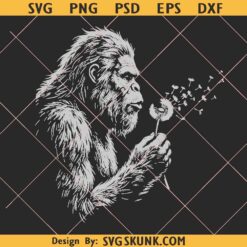 Bigfoot Blowing Wishes svg png, Bigfoot Blowing Dandelion Png, Bigfoot Dad Png
