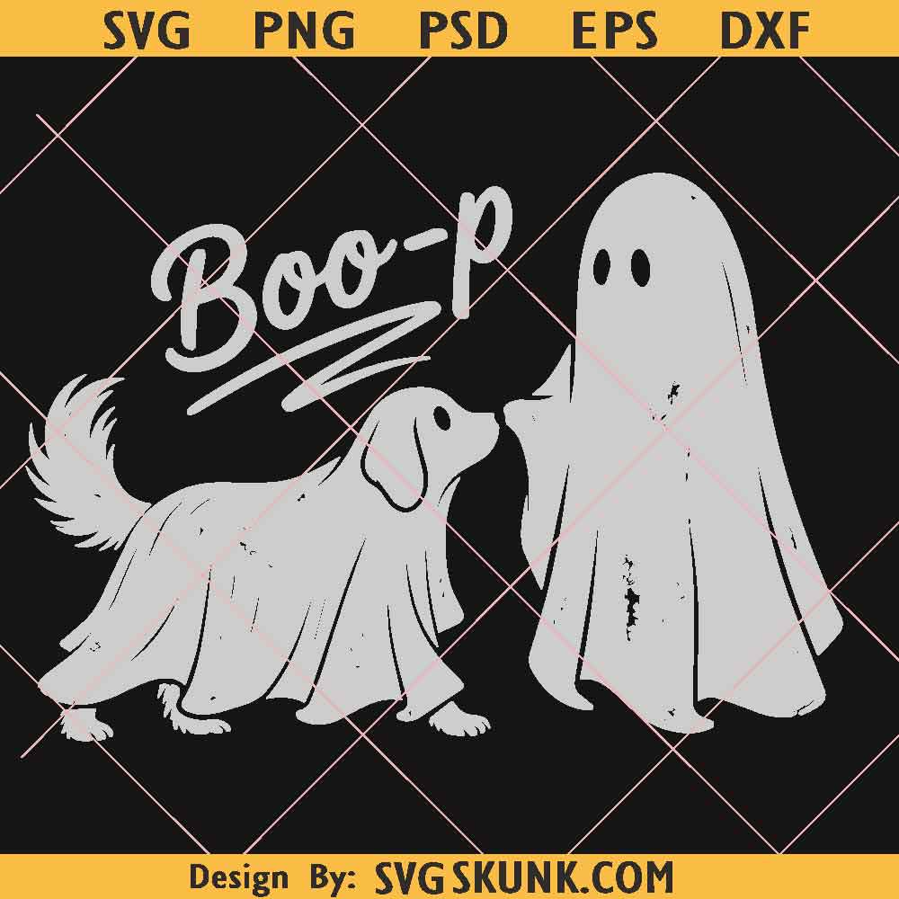 Boo-P Ghost Dog PNG SVG, Dog Mom Halloween svg png, Halloween Golden Retriever Design