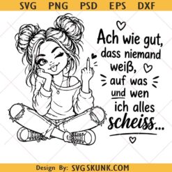 Cheeky Girl SVG, Adult Humor SVG , Cute Girl Svg, Messy Bun Girl Svg