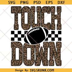 Leopard Checkered Football Touchdown PNG, gameday shirt png