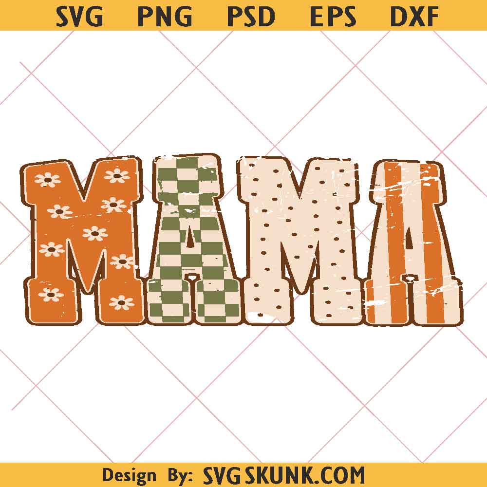 Mama Fall PNG SVG, retro distressed fall png, Mama Polka Dots SVG, Mama Autumn Cut Files