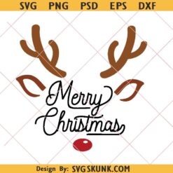 Merry Christmas Rudolph face svg png, Merry Christmas svg png, reindeer face svg